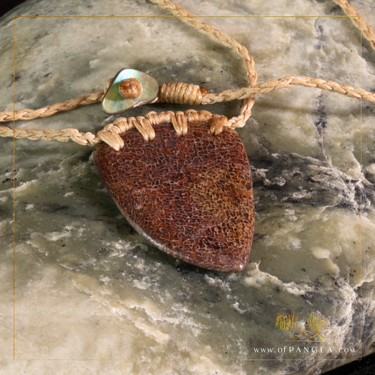 Dinosaur gembone necklace - abalone toggle